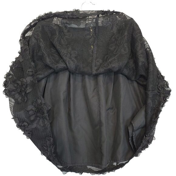 Worthington Skirt Women 4P Black 3D Floral Lace Mesh A-Line Party Dark‎ Fairy - Picture 8 of 9